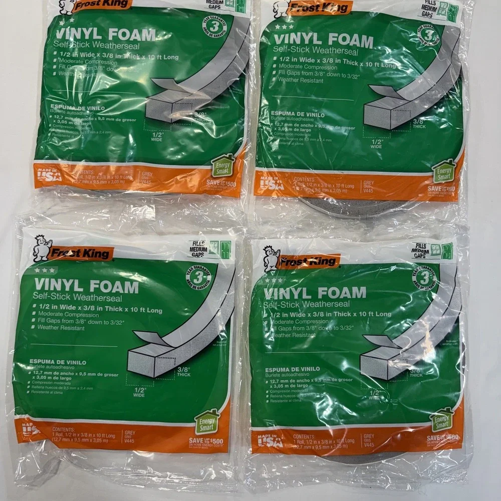 Frost King Waterproof Weatherseal 1/2 in Wide x 3/8 Thick x 10ft long 4 Pack